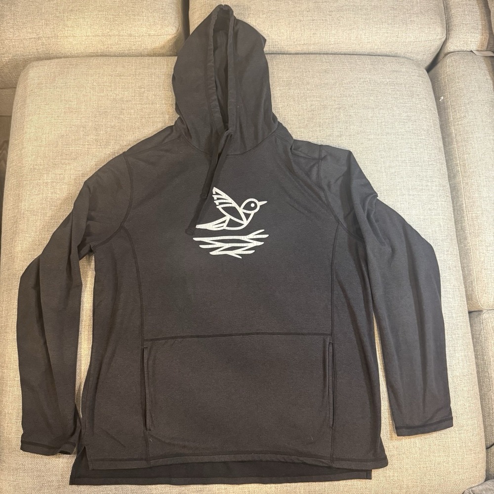 Zella Hoodie Women Large Black Bird Graphic Pullover Stretch Athleisure‎